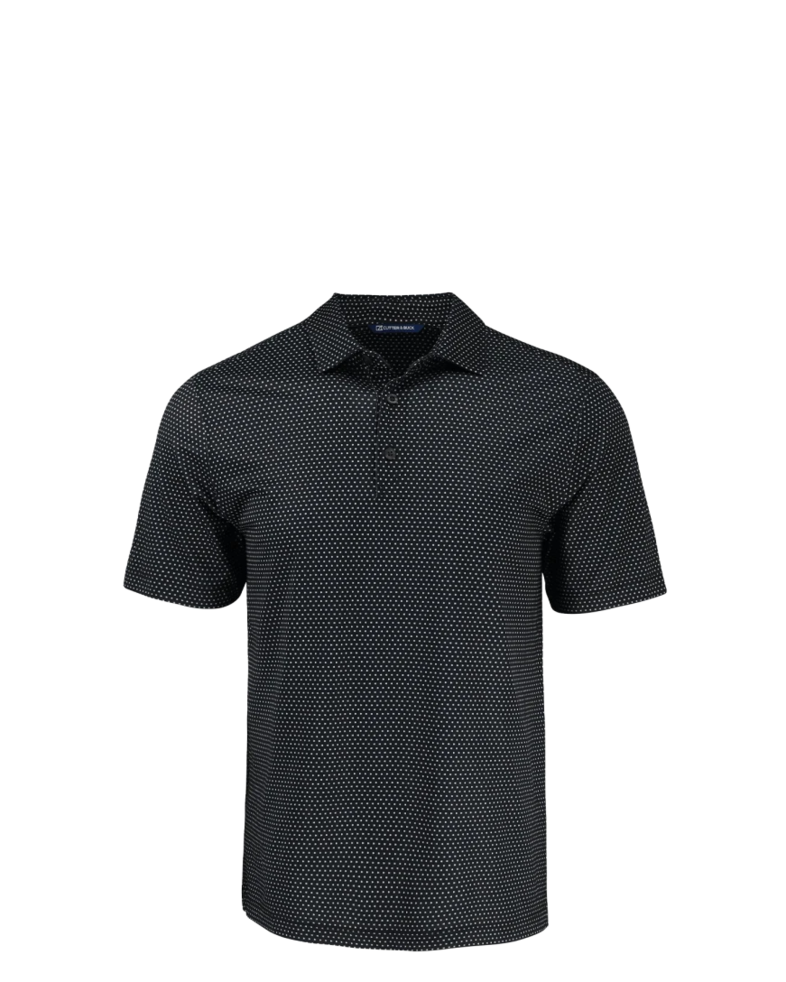 Image of a model wearing a MCK01342 Cutter & Buck Pike Eco Shadow Check Print Recycled Mens Polo