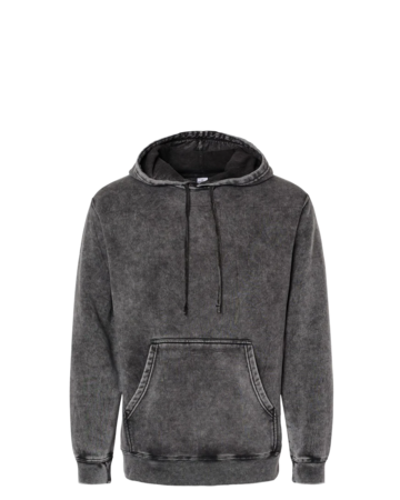 Model wearing a PRM4500MW Independent Trading Co. Unisex Midweight Mineral Wash Hooded Sweatshirt