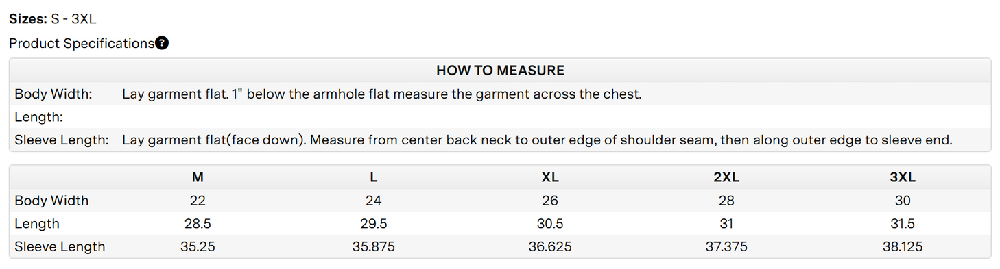 Size chart for a GDH400 ComfortWash by Hanes Garment-Dyed Crewneck Sweatshirt