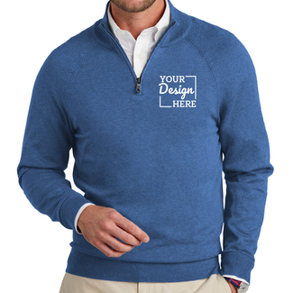 Sweaters:  BB18402 Brooks Brothers® Cotton Stretch 1/4-Zip Sweater
