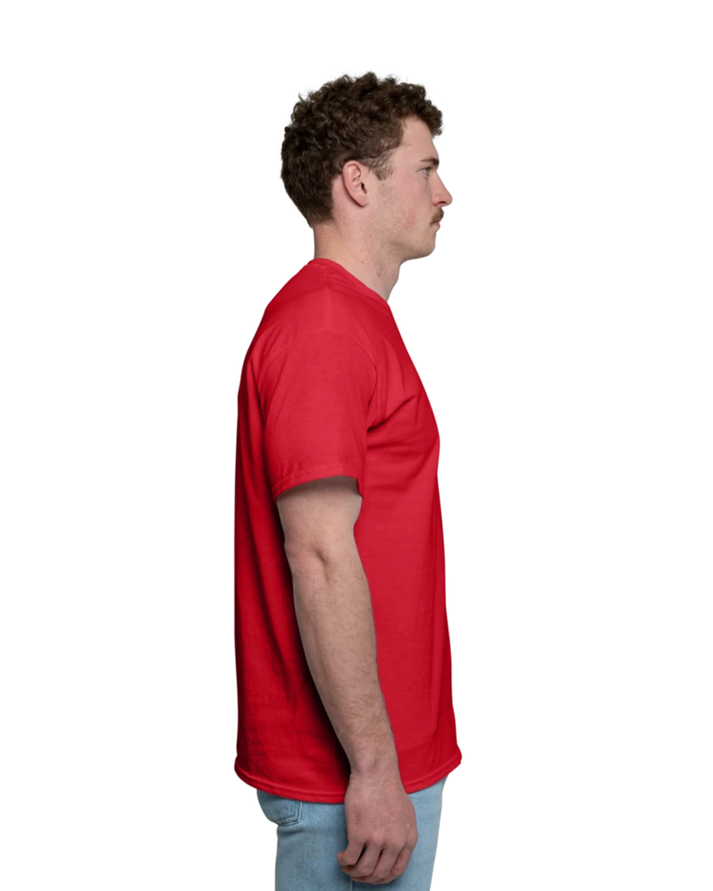 Image of a model wearing a 8000 Gildan DryBlend 50/50 Tee