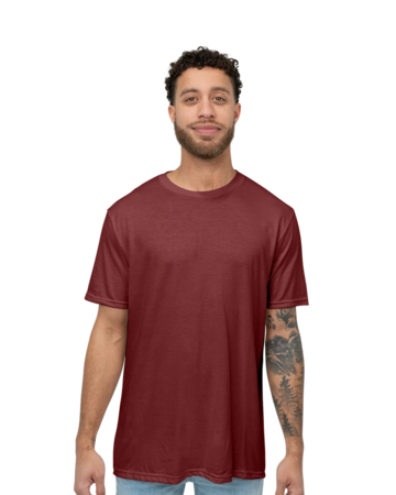 Model wearing a DM130 District Unisex Perfect Tri-Blend Crew Tee