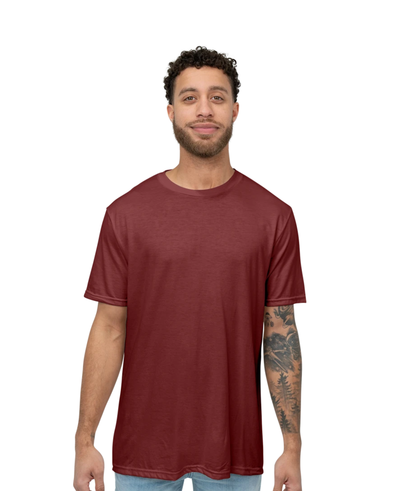 Image of a model wearing a DM130 District Unisex Perfect Tri-Blend Crew Tee
