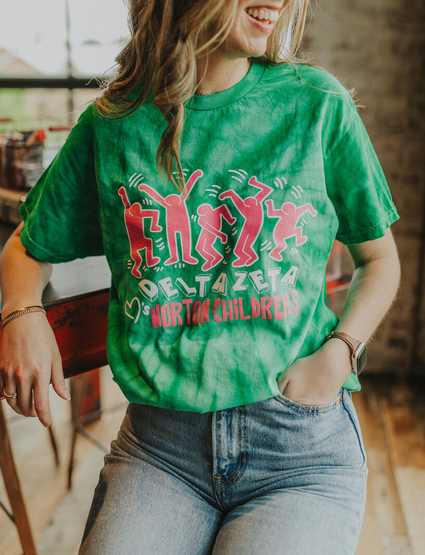 Customer wearing a T1000 Colortone Tie Dye Tee