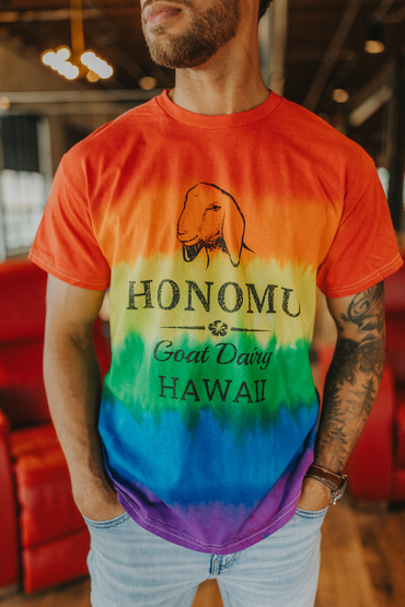 Customer wearing a T1000 Colortone Tie Dye Tee