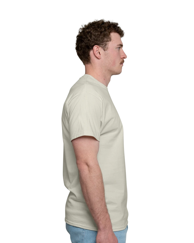 Image of a model wearing a 5250 Hanes Authentic Tagless Tee