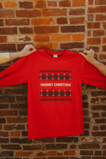 Customer wearing a PC54LS Port & Company Long Sleeve Core Cotton Tee