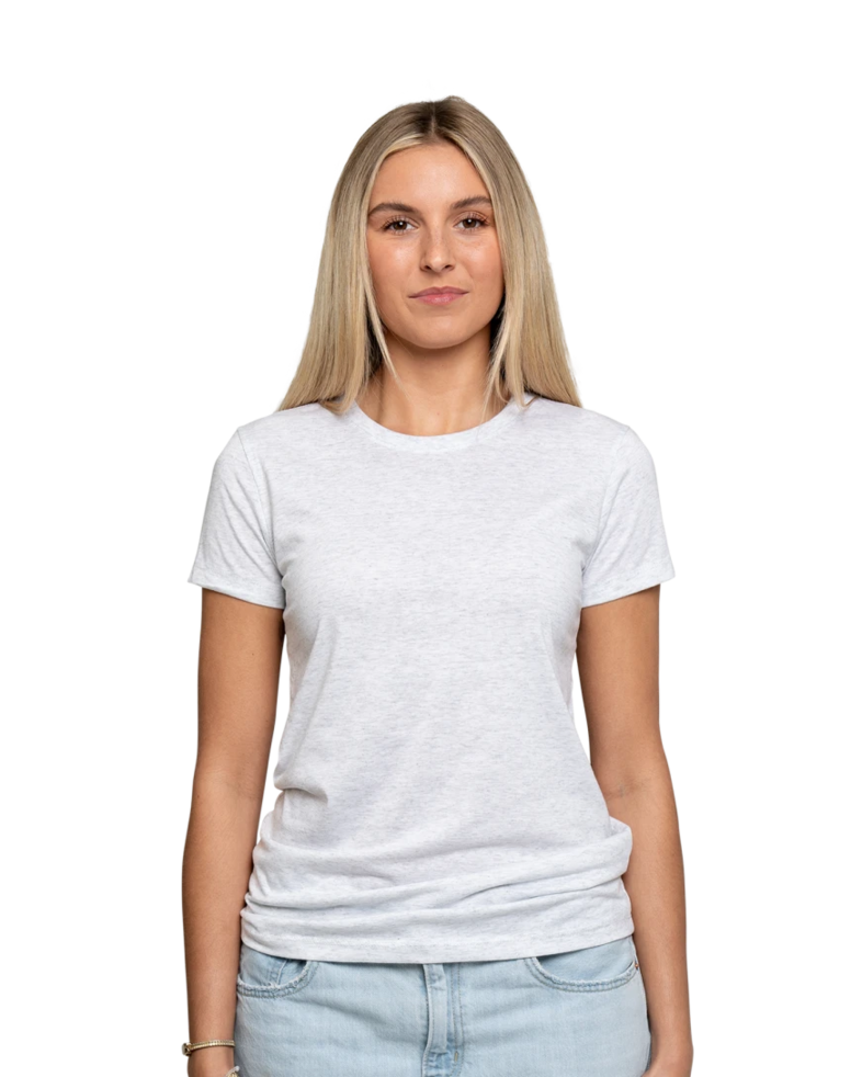 Image of a model wearing a 6710 Next Level Ladies Tri-Blend Crew