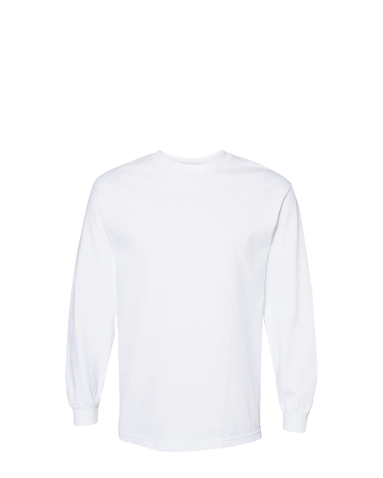 Image of a model wearing a 1304 American Apparel Unisex Heavyweight Cotton Long Sleeve Tee
