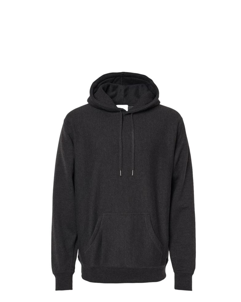 Image of a model wearing a IND5000P Independent Trading Co. Legend Premium Heavyweight Cross-Grain Hooded Sweatshirt