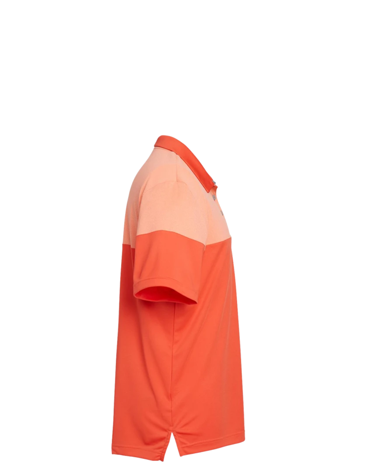 Image of a model wearing a A213 Adidas Heathered 3-Stripes Colorblocked Polo