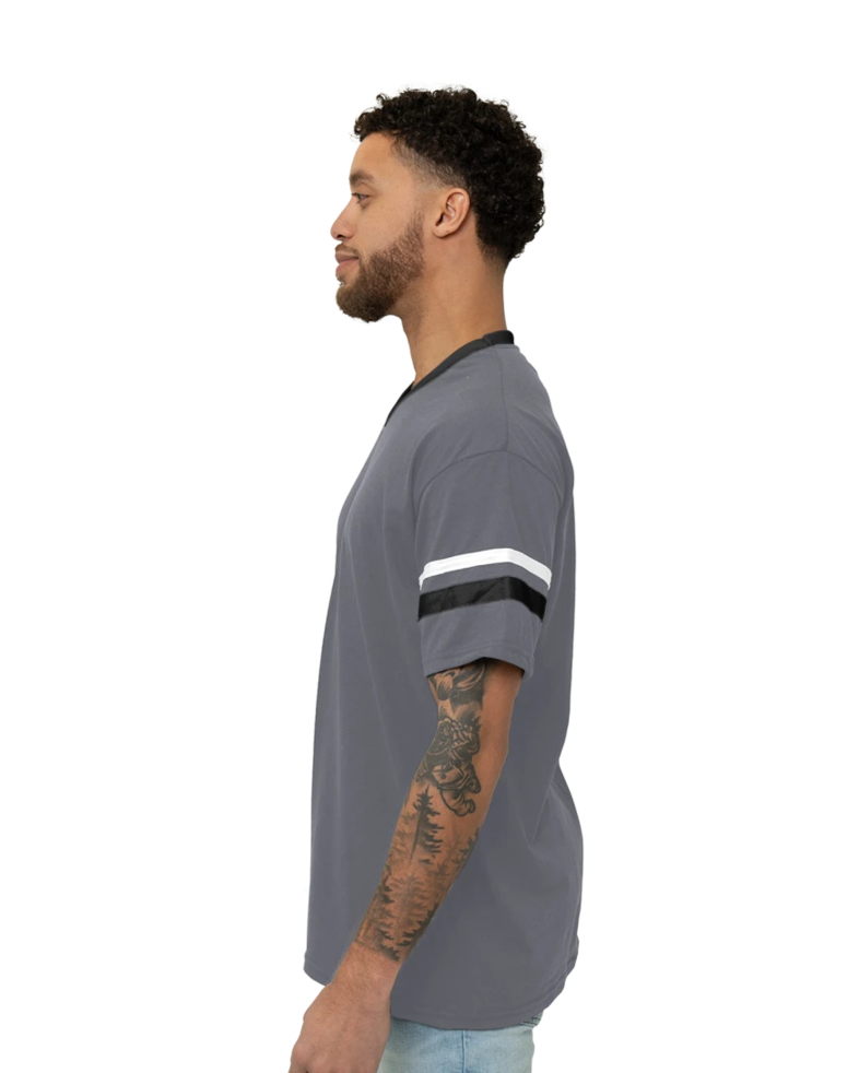 Image of a model wearing a 360 Augusta Double Sleeve Stripe Jersey