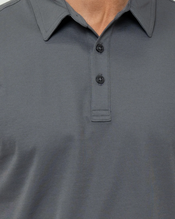 Closeup of a TM1MU411 TravisMathew Oceanside Solid Polo
