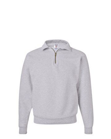 Model wearing a 4528 Jerzees Super Sweats 50/50 Quarter-Zip Pullover