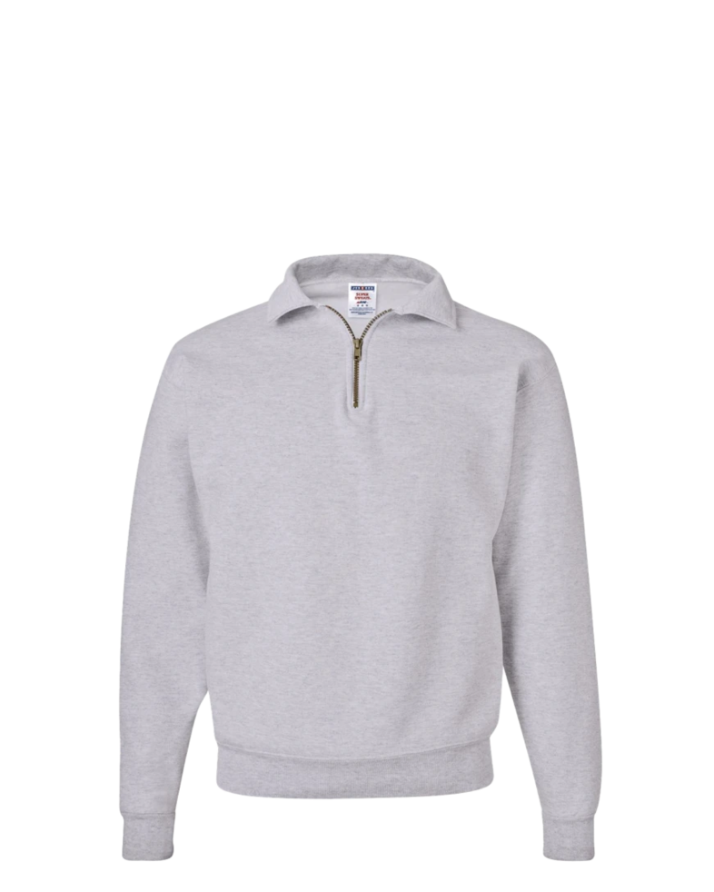 Image of a model wearing a 4528 Jerzees Super Sweats 50/50 Quarter-Zip Pullover
