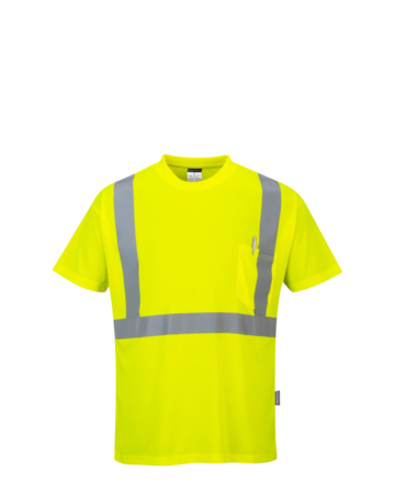 Model wearing a S190 Portwest Hi-Vis Pocket T-Shirt