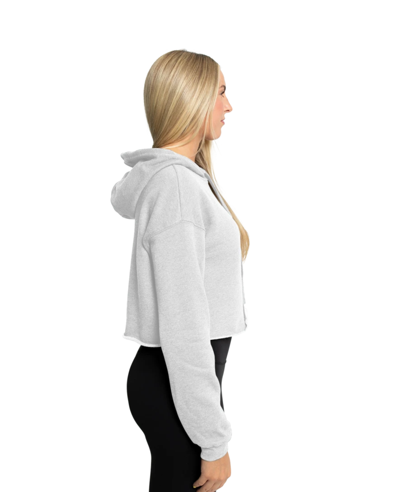 Image of a model wearing a 7502 Bella + Canvas Women's Cropped Fleece Hoodie