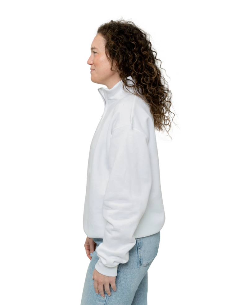 Image of a model wearing a 995M Jerzees Nublend Adult Quarter-Zip Cadet Collar Sweatshirt