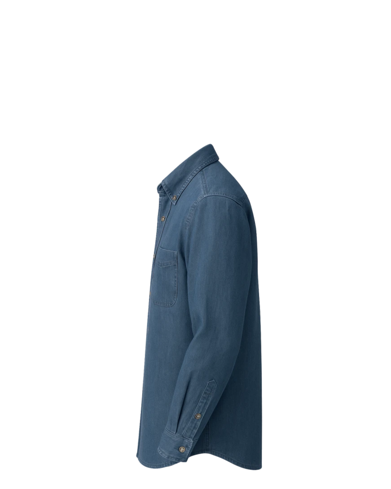 Image of a model wearing a SP10 Port & Company Long Sleeve Value Denim