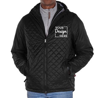 Custom Outerwear:  9245 Charles River Men's Lithium Quilted Hooded Jacket
