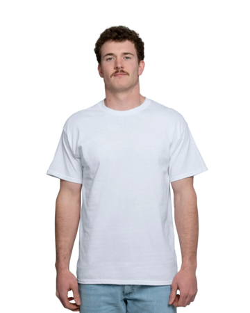 Model wearing a 8000 Gildan DryBlend 50/50 Tee