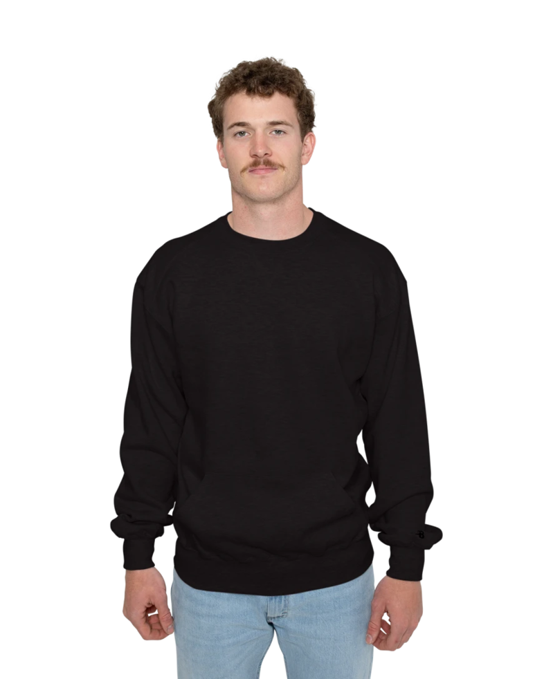 Image of a model wearing a 1252 Badger Pocket Crew Sweatshirt