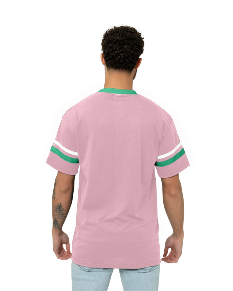 Image of a model wearing a 360 Augusta Double Sleeve Stripe Jersey