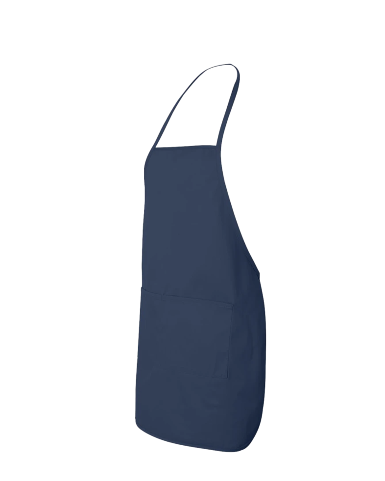 Image of a model wearing a 5505 Liberty Bags Medium-Length Butcher Block Apron