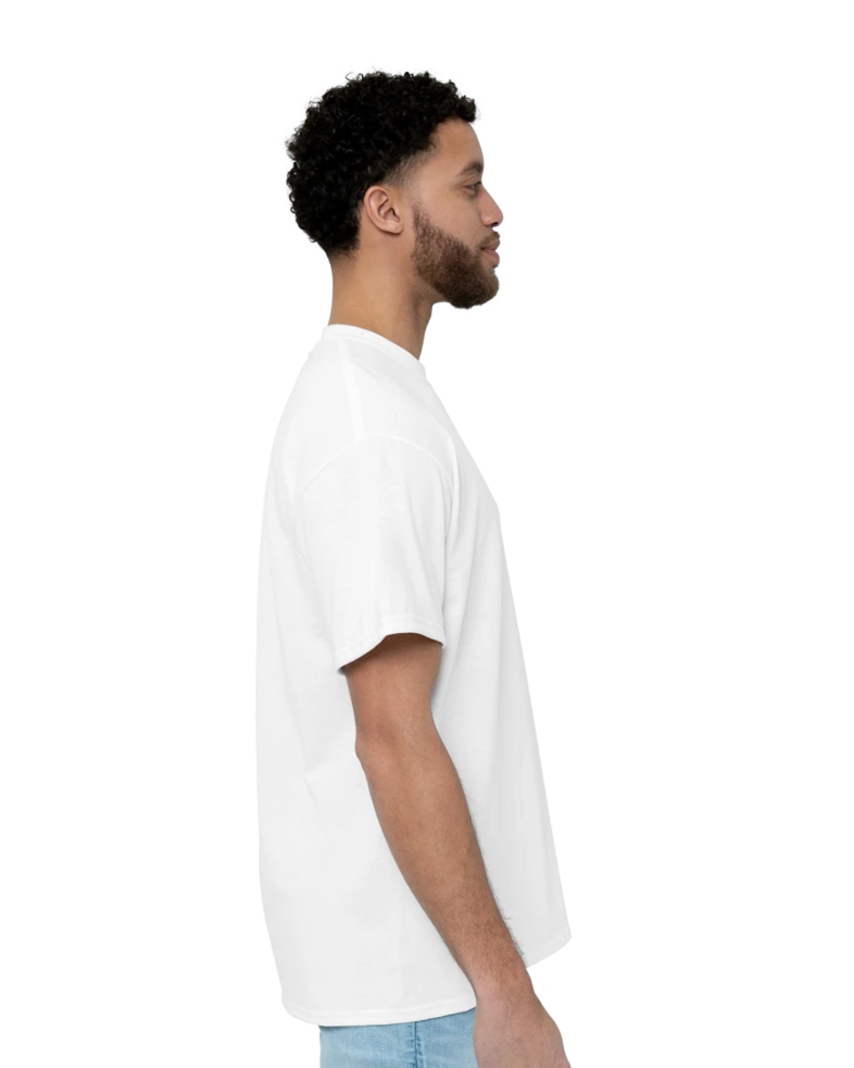 Image of a model wearing a PC55 Port & Company Core Blend Tee