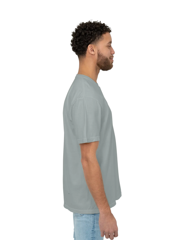 Image of a model wearing a CC1717 Comfort Colors Pigment Dyed Short Sleeve Shirt