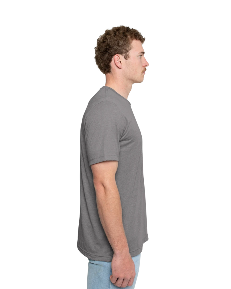 Image of a model wearing a 3413 Bella + Canvas Tri-Blend Tee