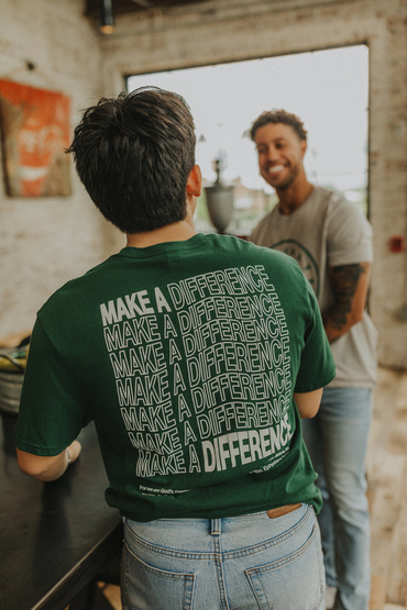 Customer wearing a DT6000 District Very Important Tee