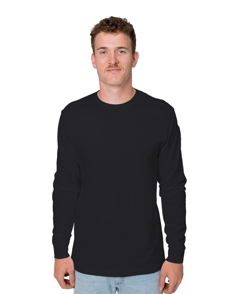Image of a model wearing a PRM180LST Independent Trading Co. Unisex Premium Long Sleeve T-Shirt