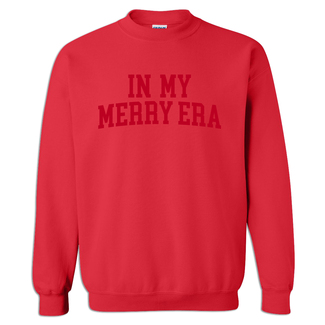 Merry Era:  In My Merry Era Red Crewneck Sweatshirt Clear Ink