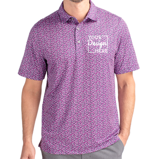 Cutter & Buck:  MCK01278 Cutter & Buck Pike Magnolia Print Stretch Men's Polo