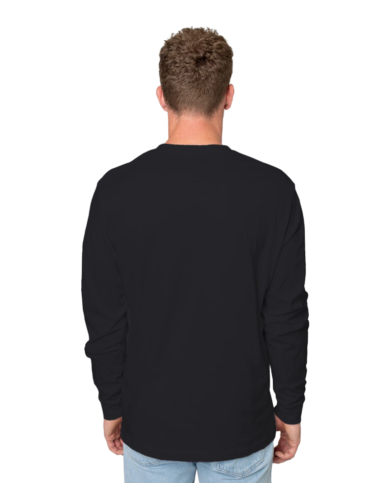 Image of a model wearing a PRM180LST Independent Trading Co. Unisex Premium Long Sleeve T-Shirt