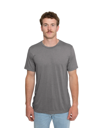 Model wearing a 3413 Bella + Canvas Tri-Blend Tee