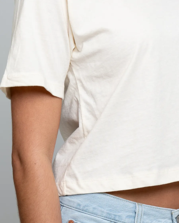 Closeup of a 102 American Apparel Women's Fine Jersey Boxy Tee