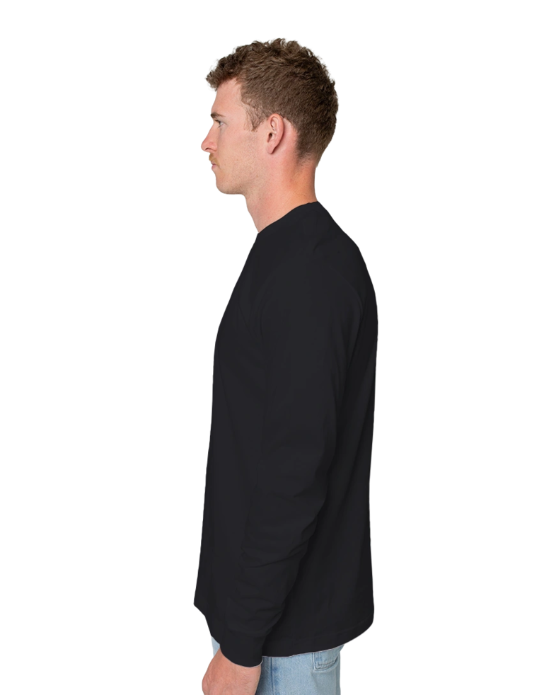 Image of a model wearing a PRM180LST Independent Trading Co. Unisex Premium Long Sleeve T-Shirt