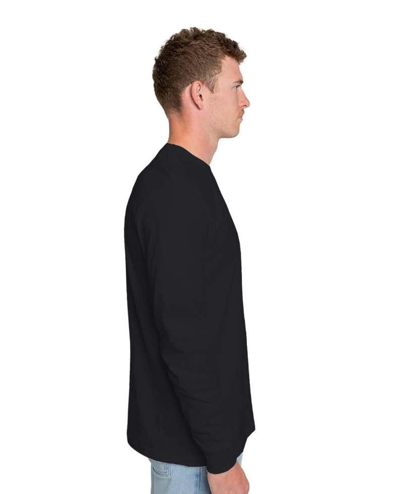 Image of a model wearing a PRM180LST Independent Trading Co. Unisex Premium Long Sleeve T-Shirt