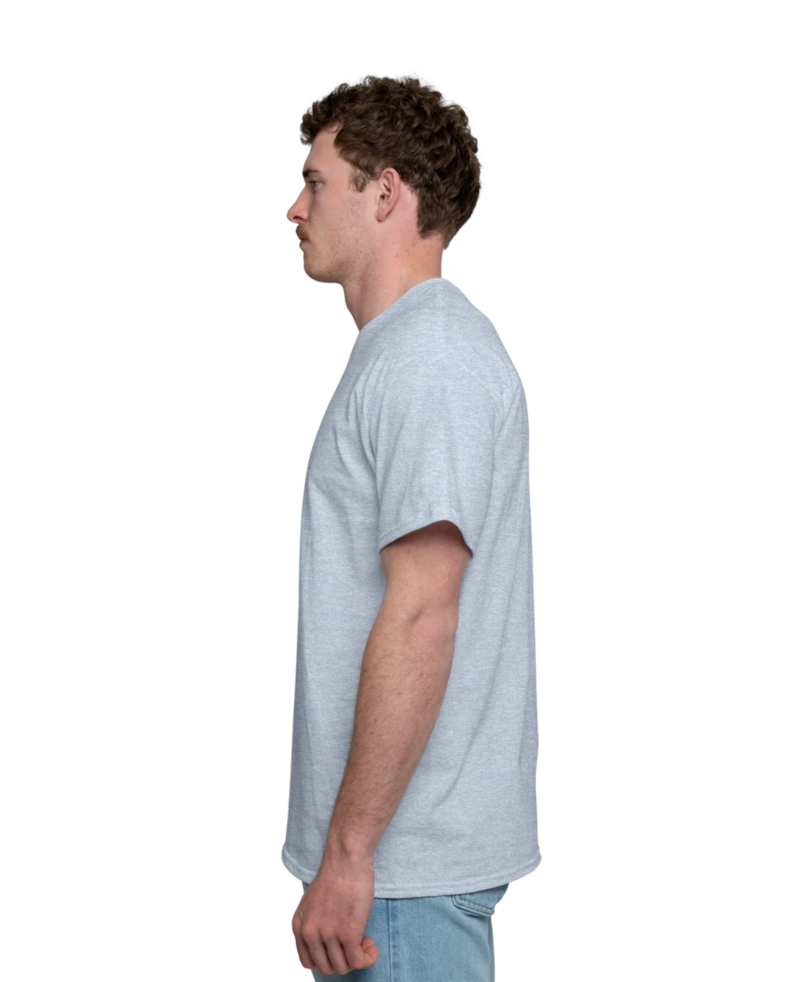 Image of a model wearing a 8000 Gildan DryBlend 50/50 Tee