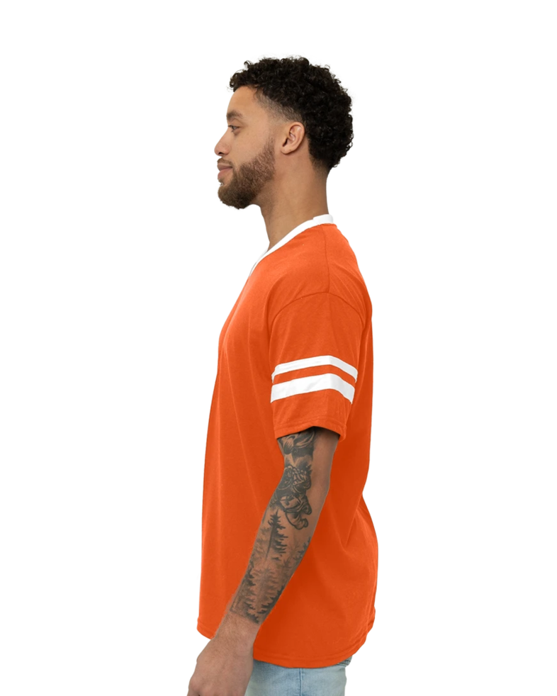 Image of a model wearing a 360 Augusta Double Sleeve Stripe Jersey