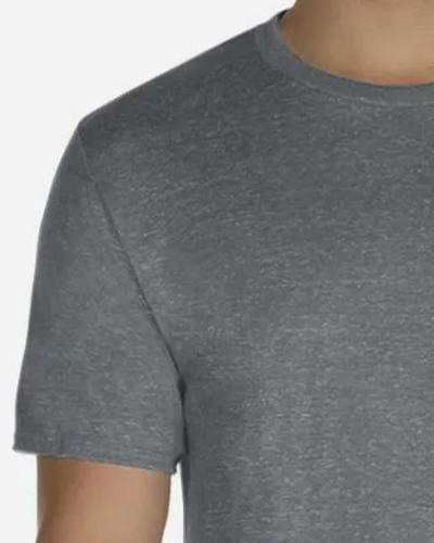 Closeup of a 88MR JERZEES Snow Heather Jersey Crew T-Shirt