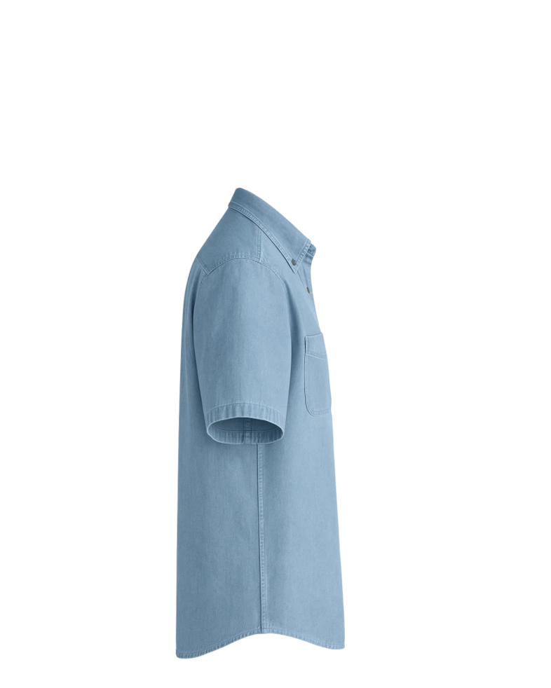 Image of a model wearing a SP11 Port & Company Short Sleeve Value Denim