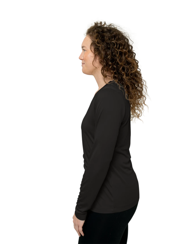 Image of a model wearing a LST353LS Sport-Tek Ladies Long Sleeve V-Neck PosiCharge Competitor Tee