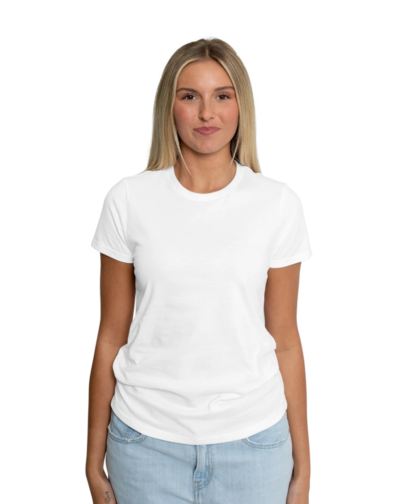 Image of a model wearing a 5000L Gildan Ladies Heavy Cotton Tee