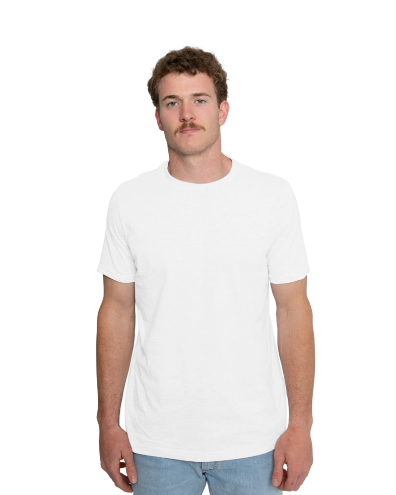 Image of a model wearing a 3001 Bella + Canvas Unisex Jersey Tee