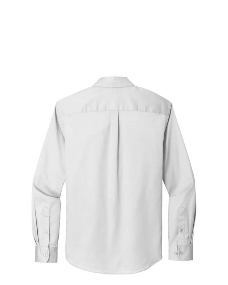 Image of a model wearing a W808 Port Authority Long Sleeve SuperPro React Twill Shirt