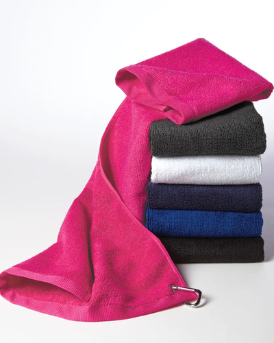 Closeup of a TW530 Port Authority Grommeted Microfiber Golf Towel