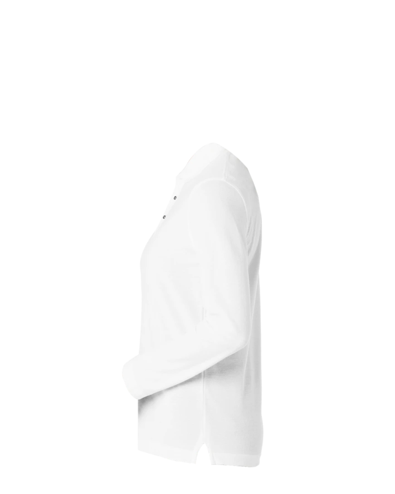 Image of a model wearing a L500LS Port Authority Ladies' Silk Touch Long Sleeve Polo